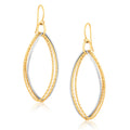 14k Two-Tone Gold Textured Triple Oval Drop Earrings