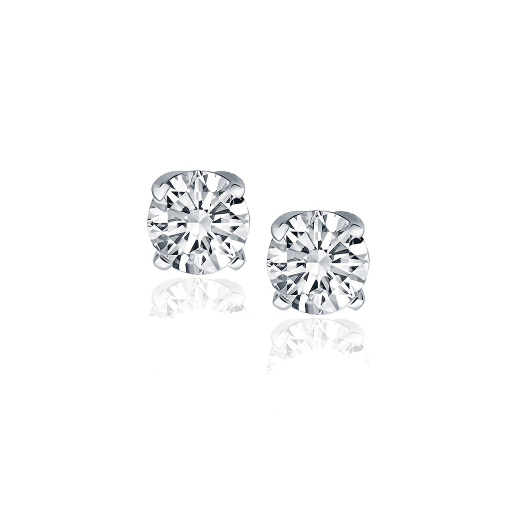14k White Gold Diamond Four Prong Stud Earrings (1 ct. tw.)