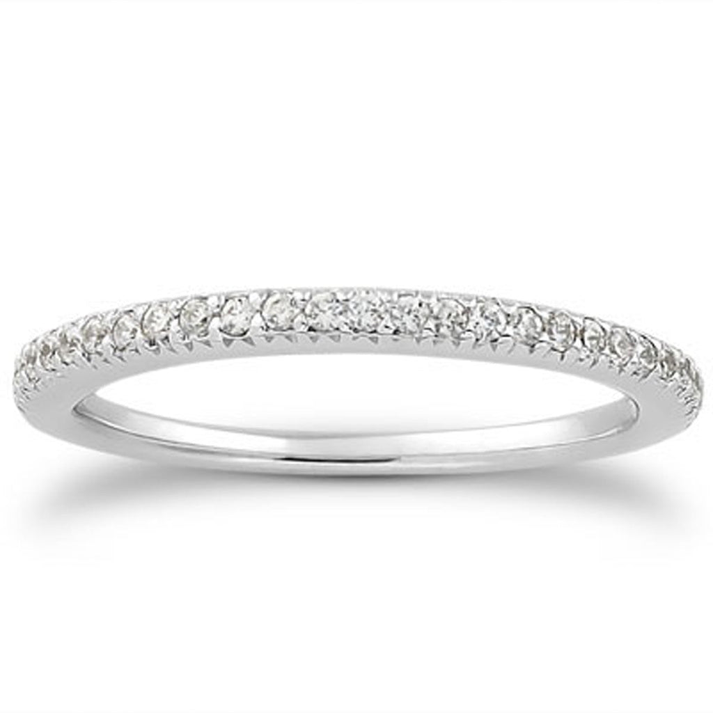 14k White Gold Fancy Engraved Pavé Diamond Wedding Ring Band