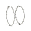 14k White Gold Slim Two-Sided Diamond Hoop Earrings (1 1/2 cttw)