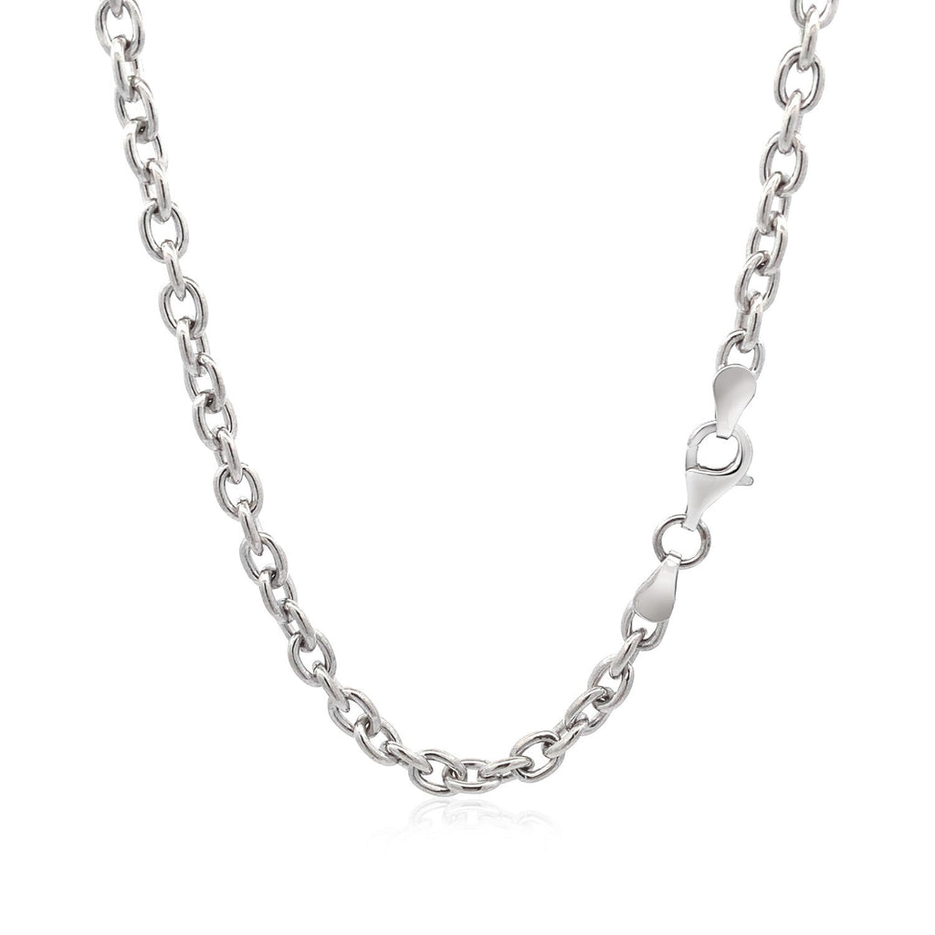 Pulsera de cadena de plata de ley con baño de rodio y motivo de corazón plano