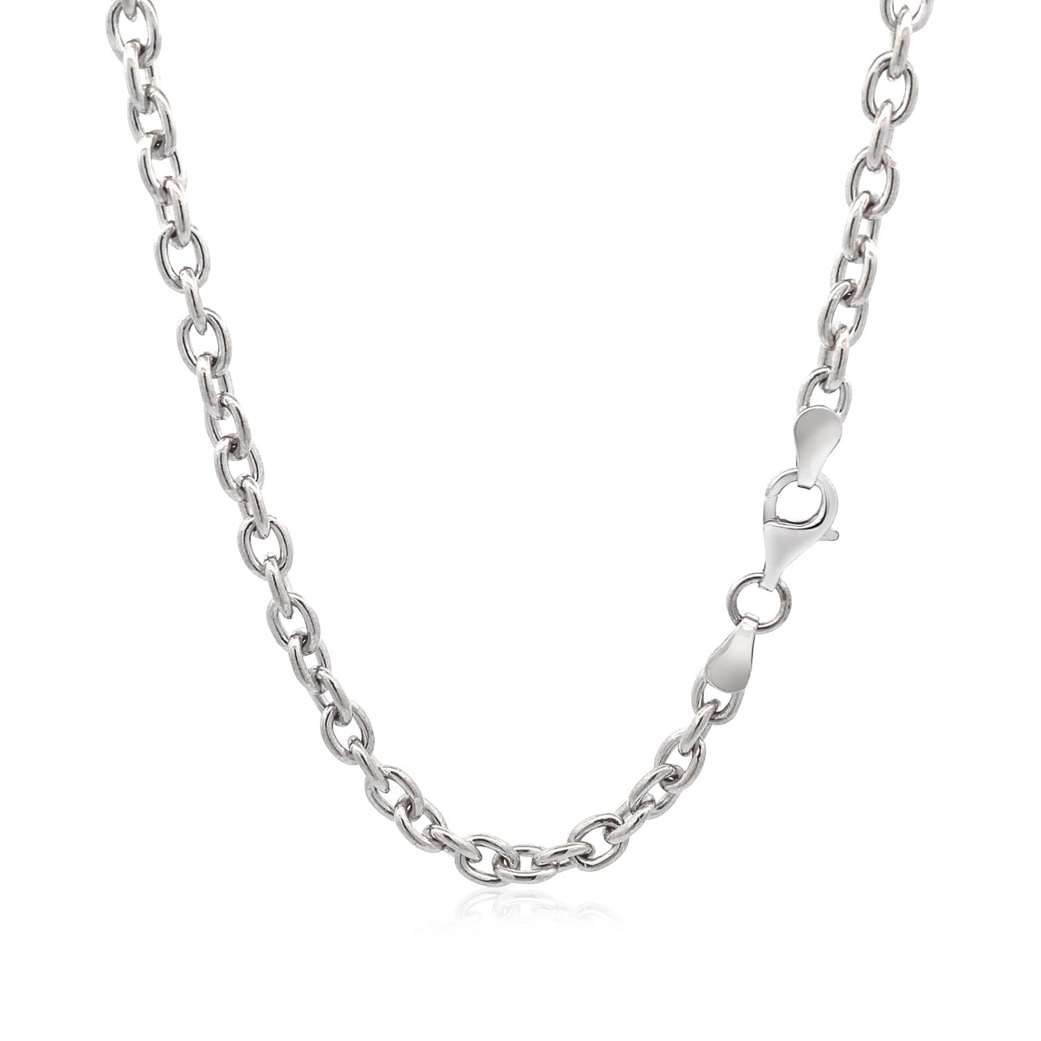 Pulsera de cadena de plata de ley con baño de rodio y motivo de corazón plano