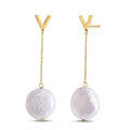 14k Yellow Gold Tesoro Pearl Drop Earrings
