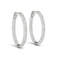 14k White Gold Diamond Hoop Double-Sided Three-Row Earrings (2 cttw)