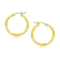 10k Yellow Gold Diamond Cut Hoop Earrings (20mm)