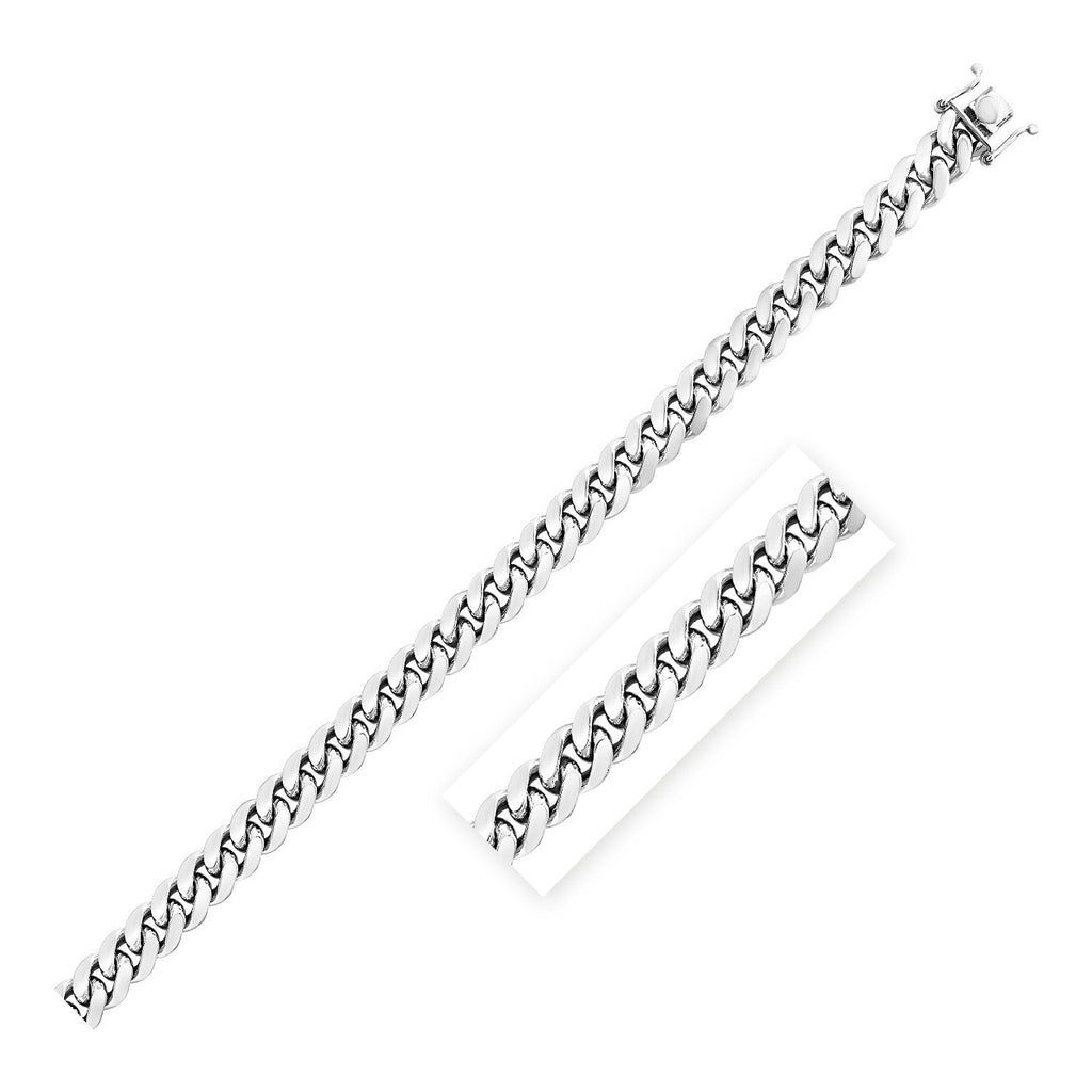 Sterling Silver Rhodium Plated 8.4mm Miami Cuban Chain