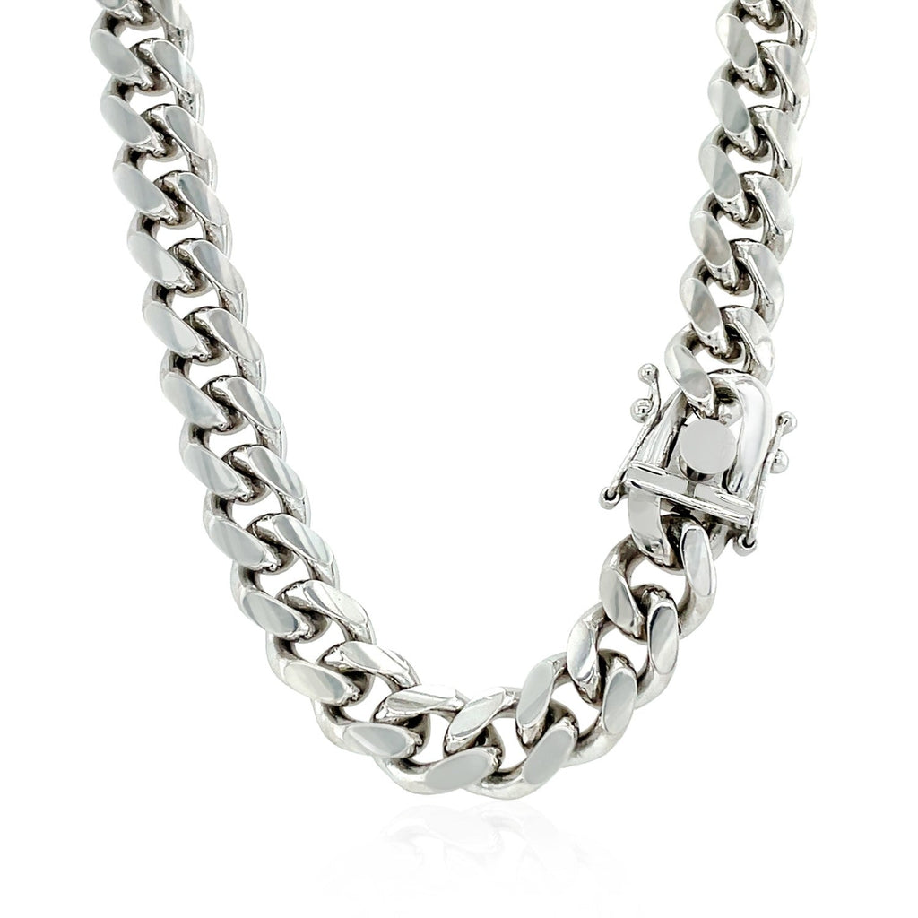 Sterling Silver Rhodium Plated 8.4mm Miami Cuban Chain