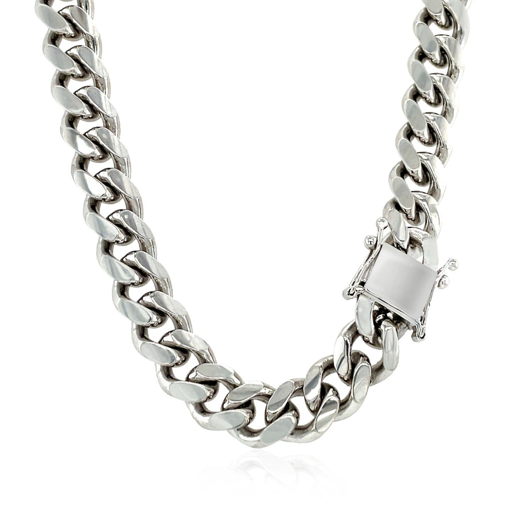 Sterling Silver Rhodium Plated 8.4mm Miami Cuban Chain