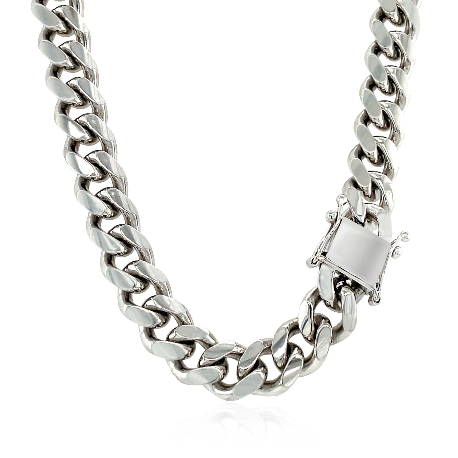 Sterling Silver Rhodium Plated 8.4mm Miami Cuban Chain
