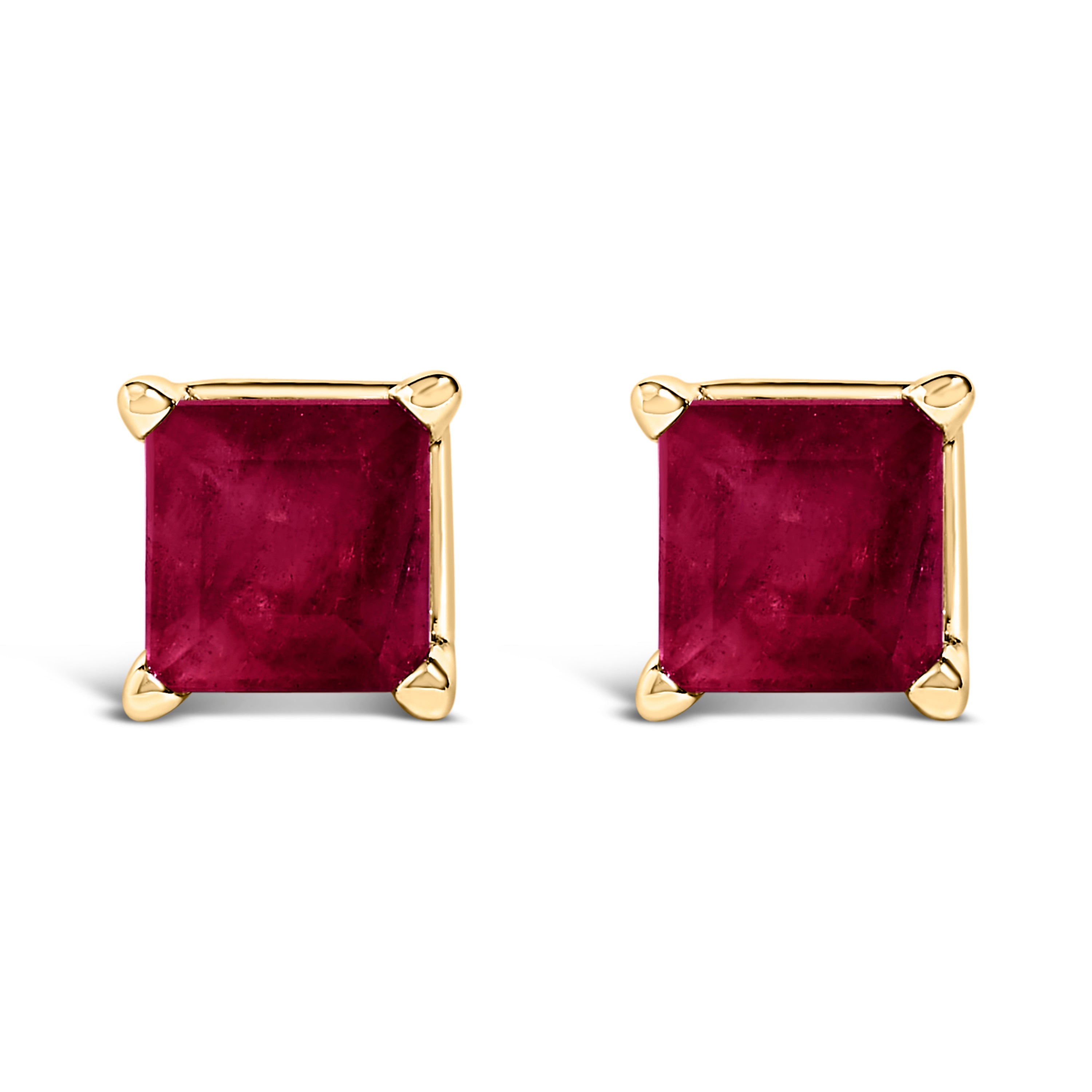 14K White Gold 5x5MM Princess Cut Purple Amethyst Solitaire Stud Earrings