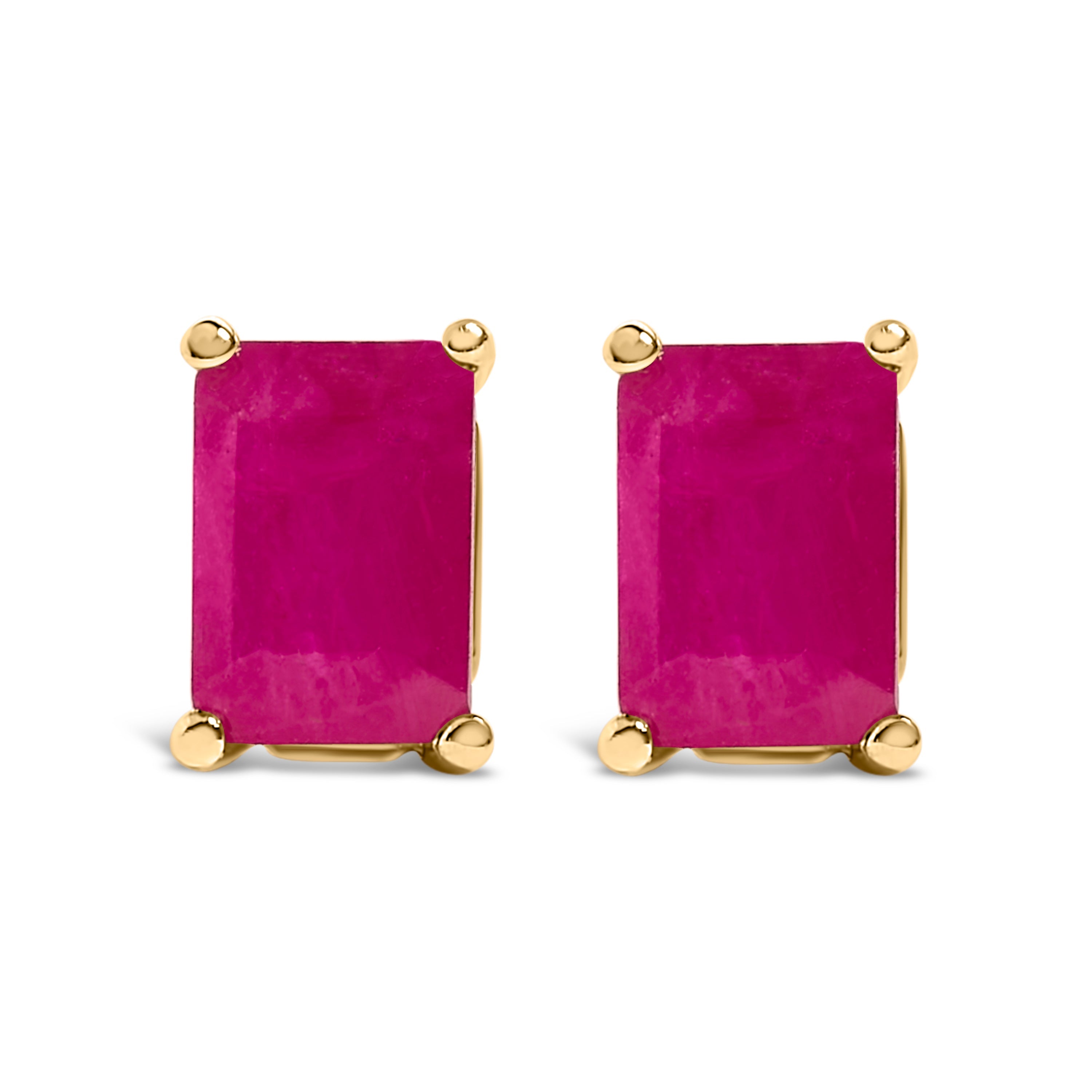 14K White Gold 6x4MM Emerald Shaped Amethyst Solitaire Stud Earrings