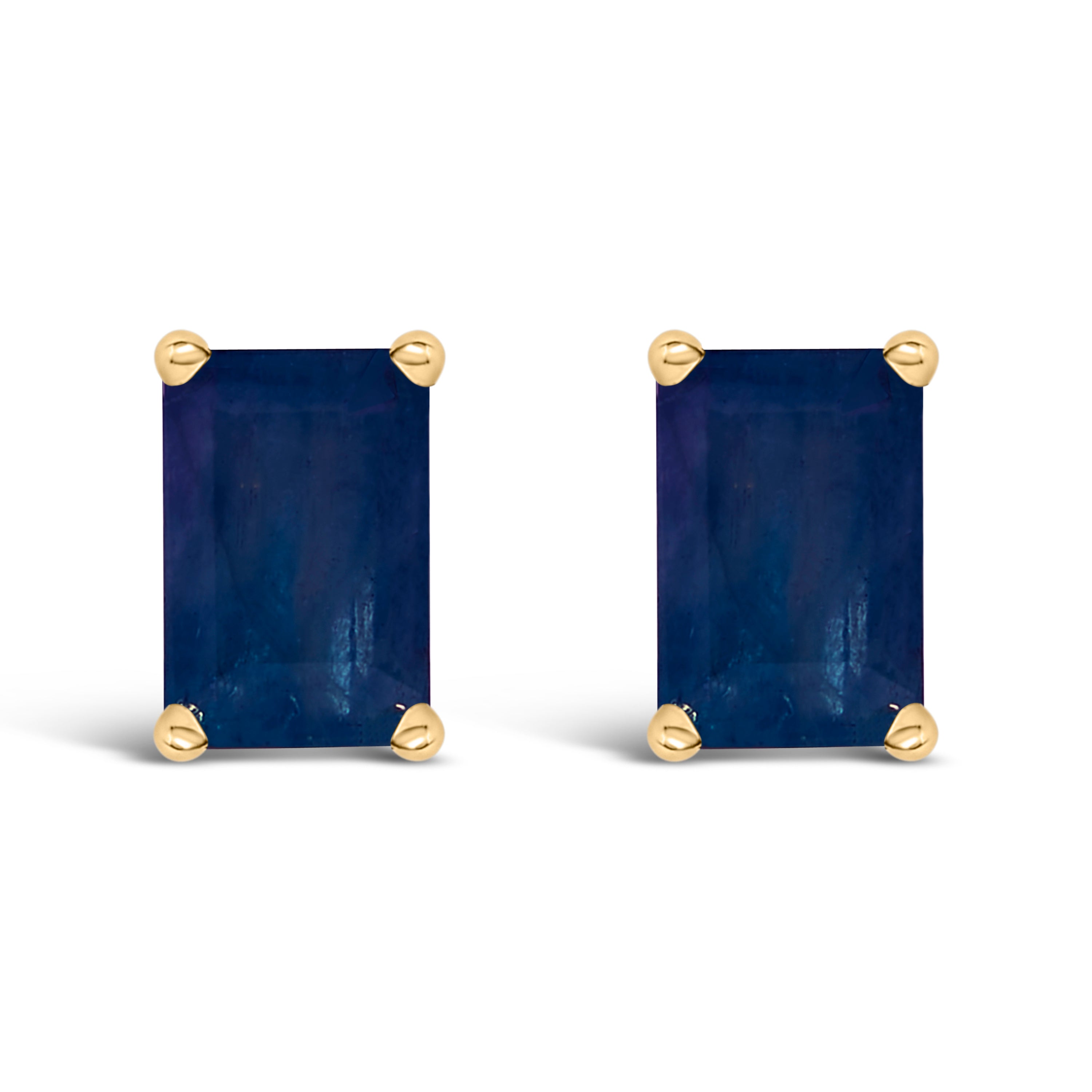 14K White Gold 6x4MM Emerald Shaped Amethyst Solitaire Stud Earrings