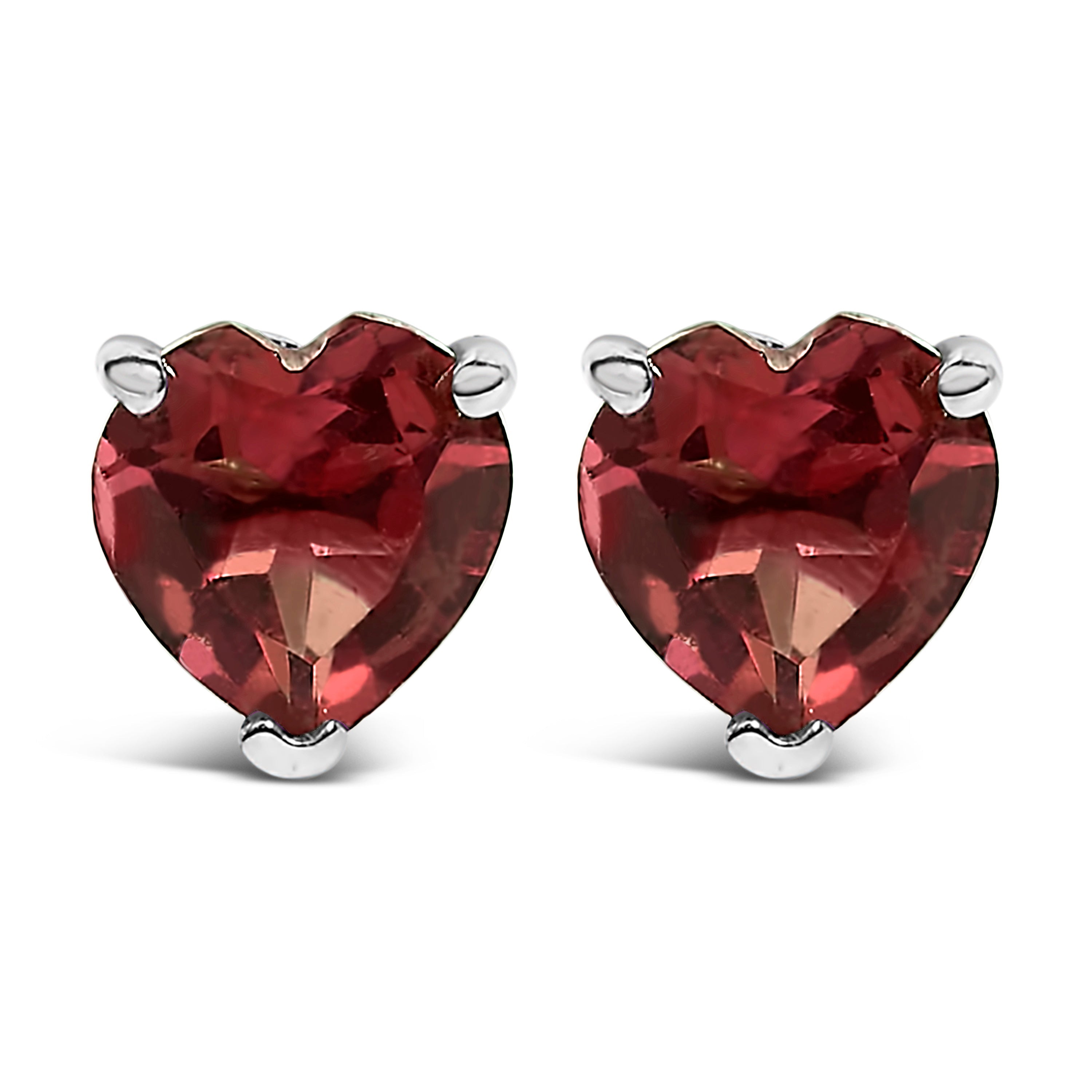 14K White Gold 5MM Heart Cut Purple Amethyst Solitaire Stud Earrings