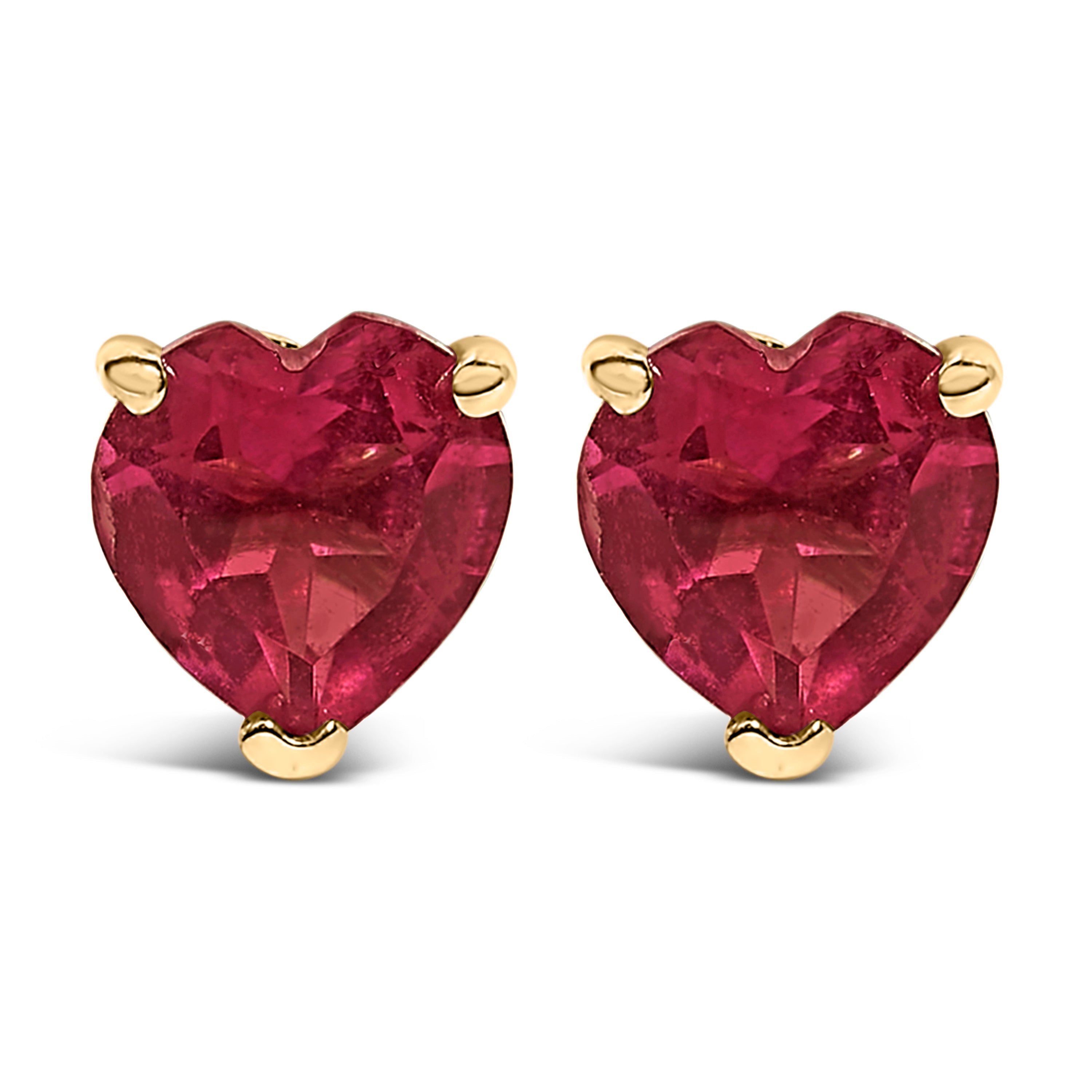 14K White Gold 5MM Heart Cut Purple Amethyst Solitaire Stud Earrings