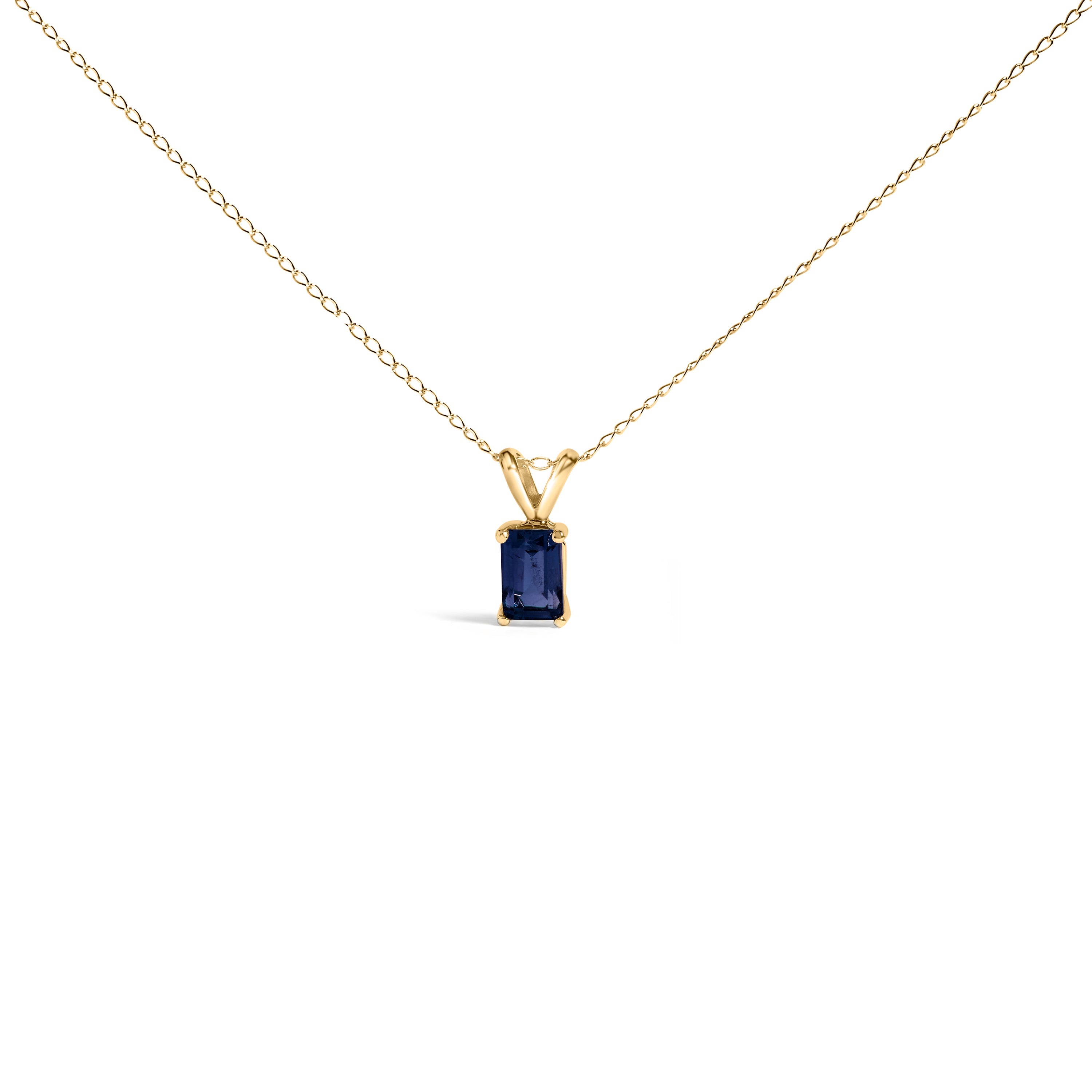 14K White Gold 6x4MM Emerald Cut Purple Amethyst Solitaire Pendant Necklace