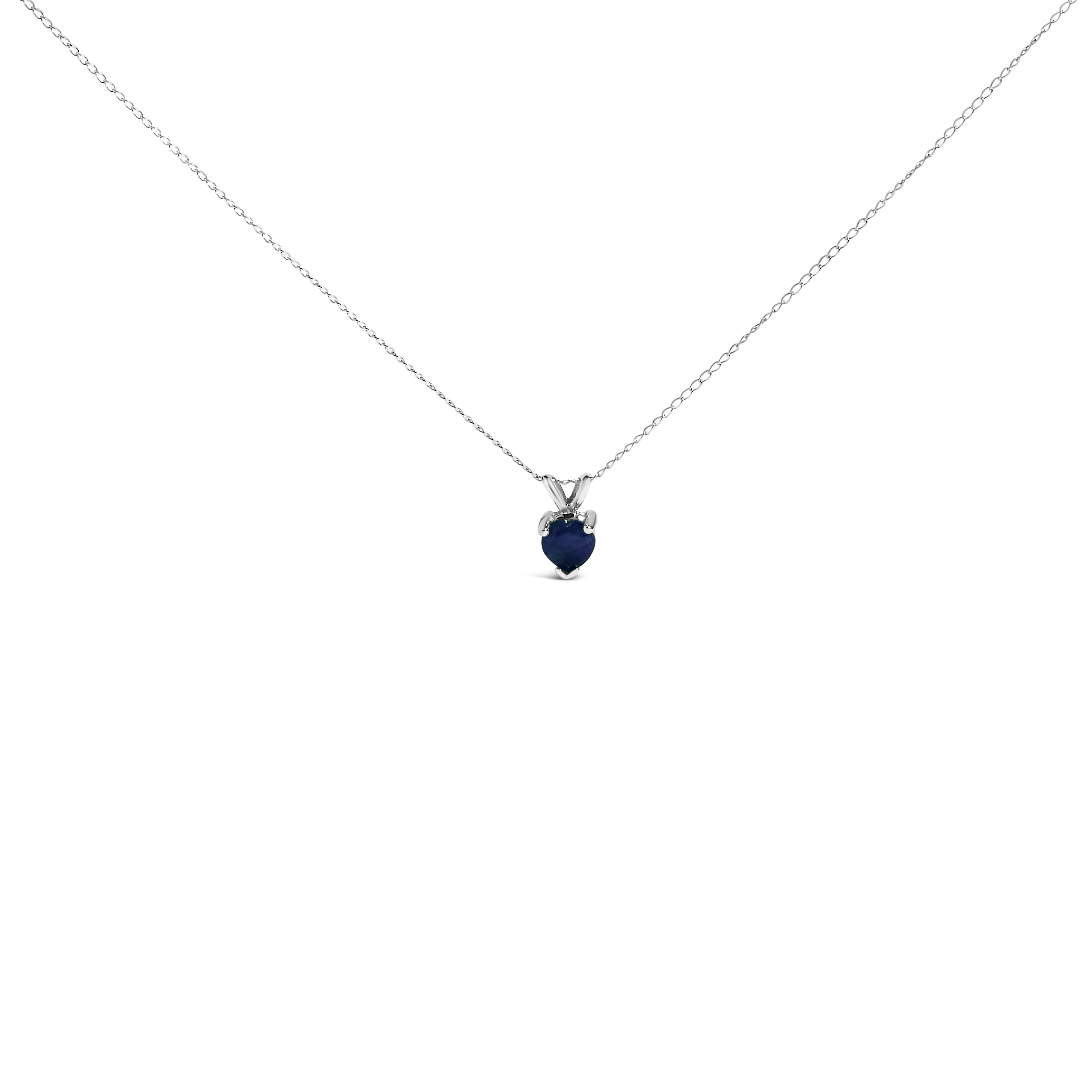 14K White Gold 5X5 MM Heart Shaped Purple Amethyst Solitaire Pendant Necklace