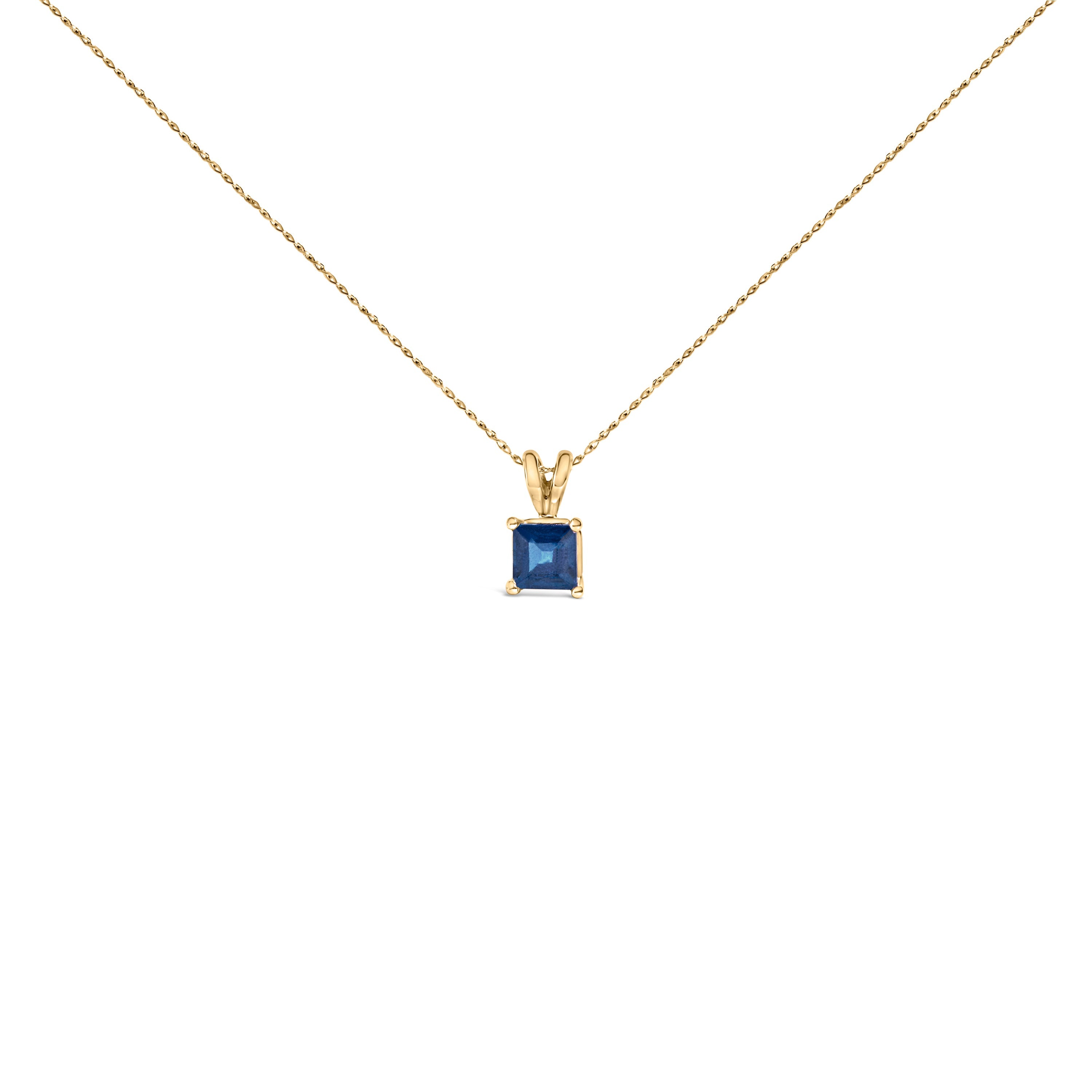 14K White Gold 5x5 MM Square Shaped Purple Amethyst Solitaire Pendant Necklace