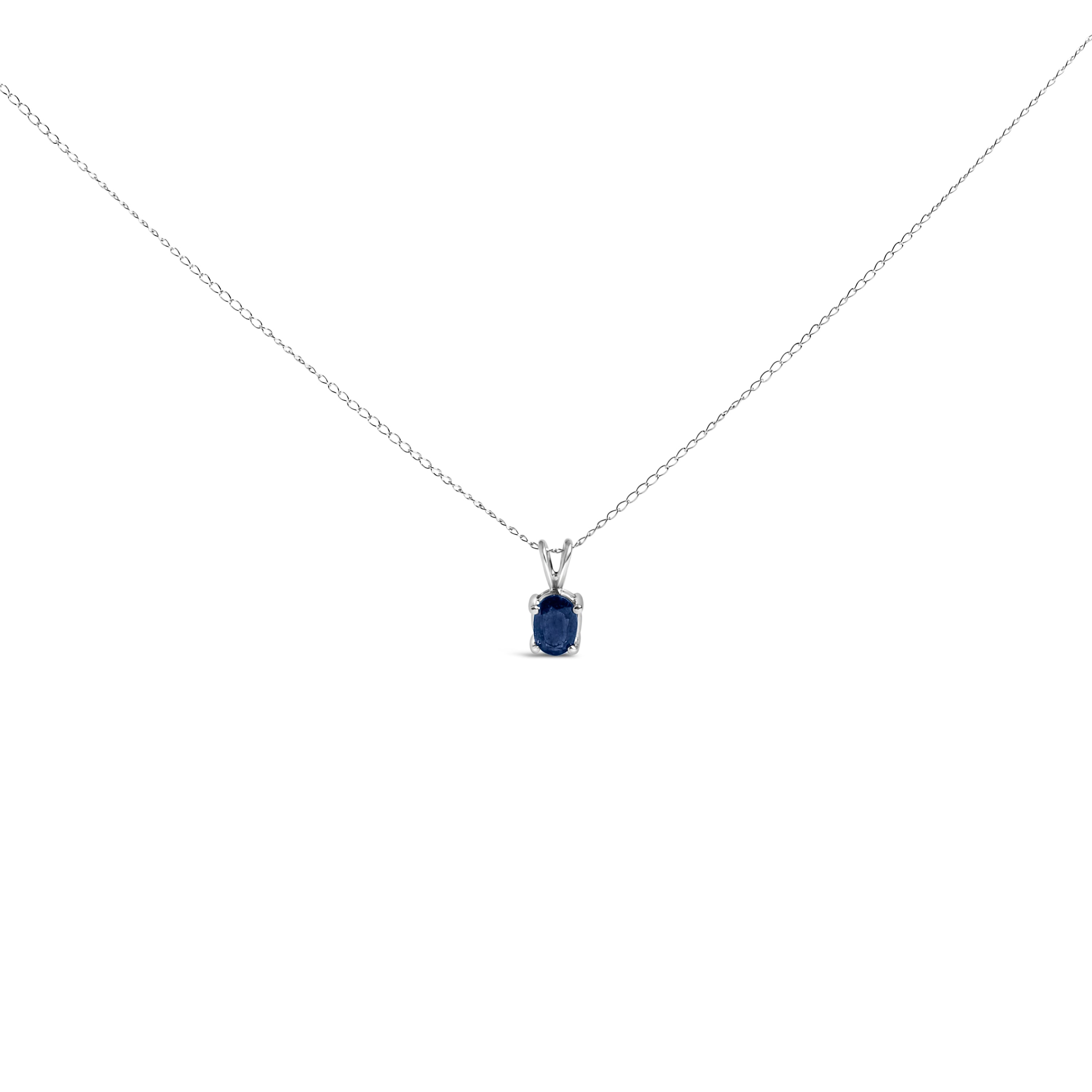 14K White Gold 6x4MM Oval Shaped Purple Amethyst Solitaire Pendant Necklace