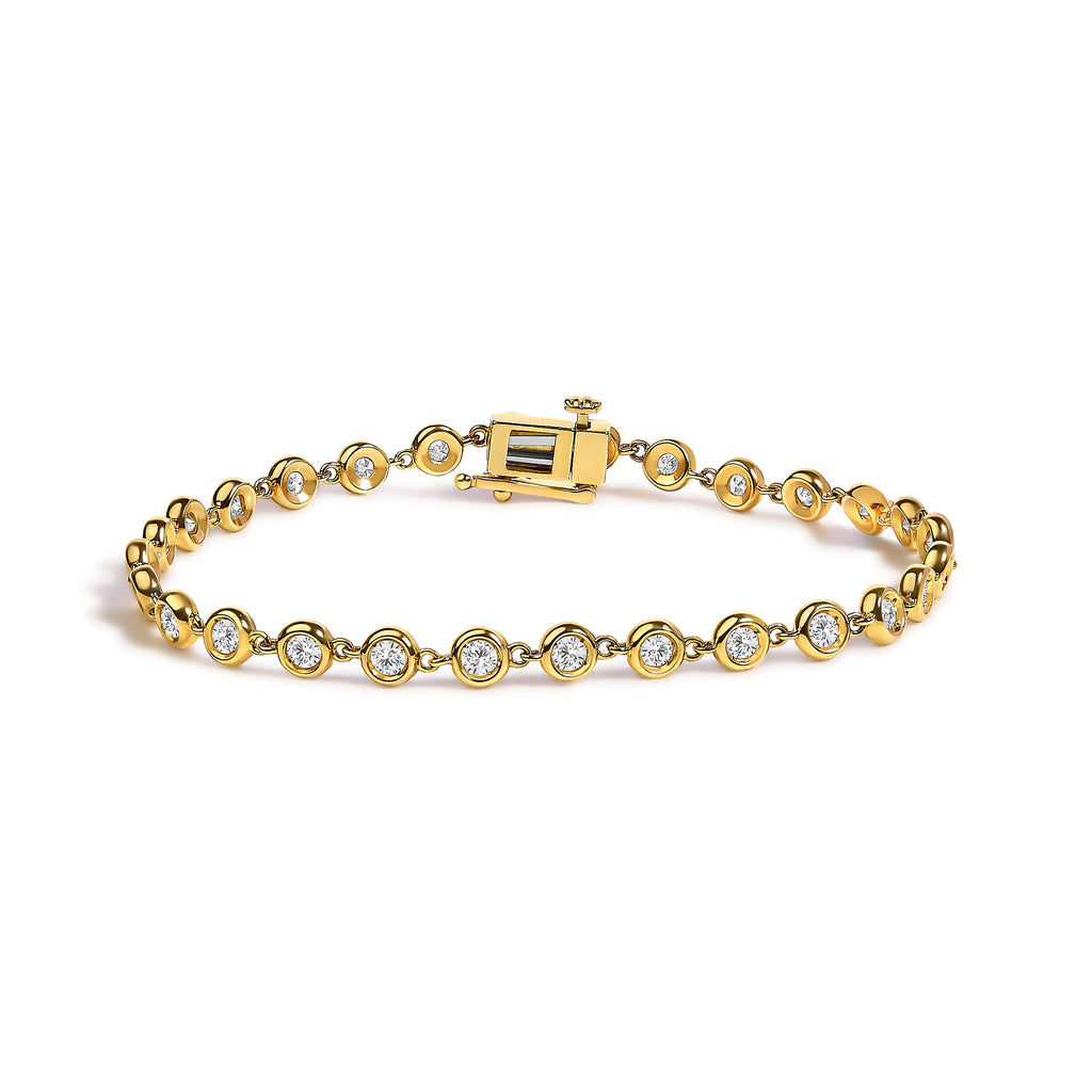 10K Yellow Gold 1 1/2 Cttw Lab Grown Diamond Bezel Link Bracelet