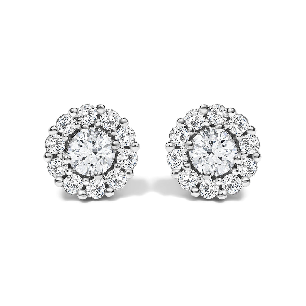 10K White Gold 1 1/2 Cttw Lab Grown Diamond Halo Stud Earrings