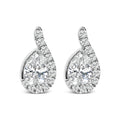 14K White Gold 5/8 Cttw Lab Grown Diamond Tear Drop Halo Stud Earring