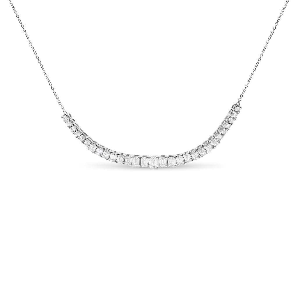 14K White Gold Lab Grown Diamond 5.0 Cttw Emerald Cut Station Necklace