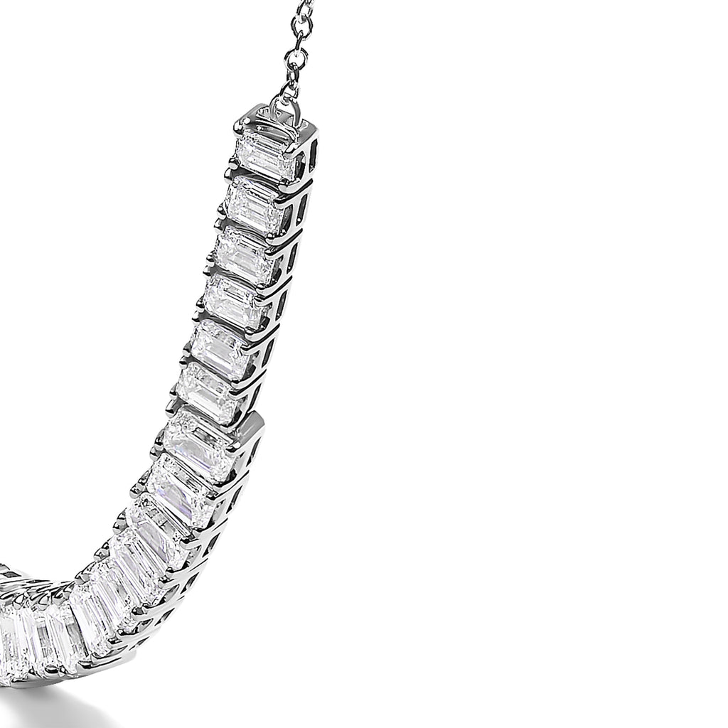 14K White Gold Lab Grown Diamond 5.0 Cttw Emerald Cut Station Necklace