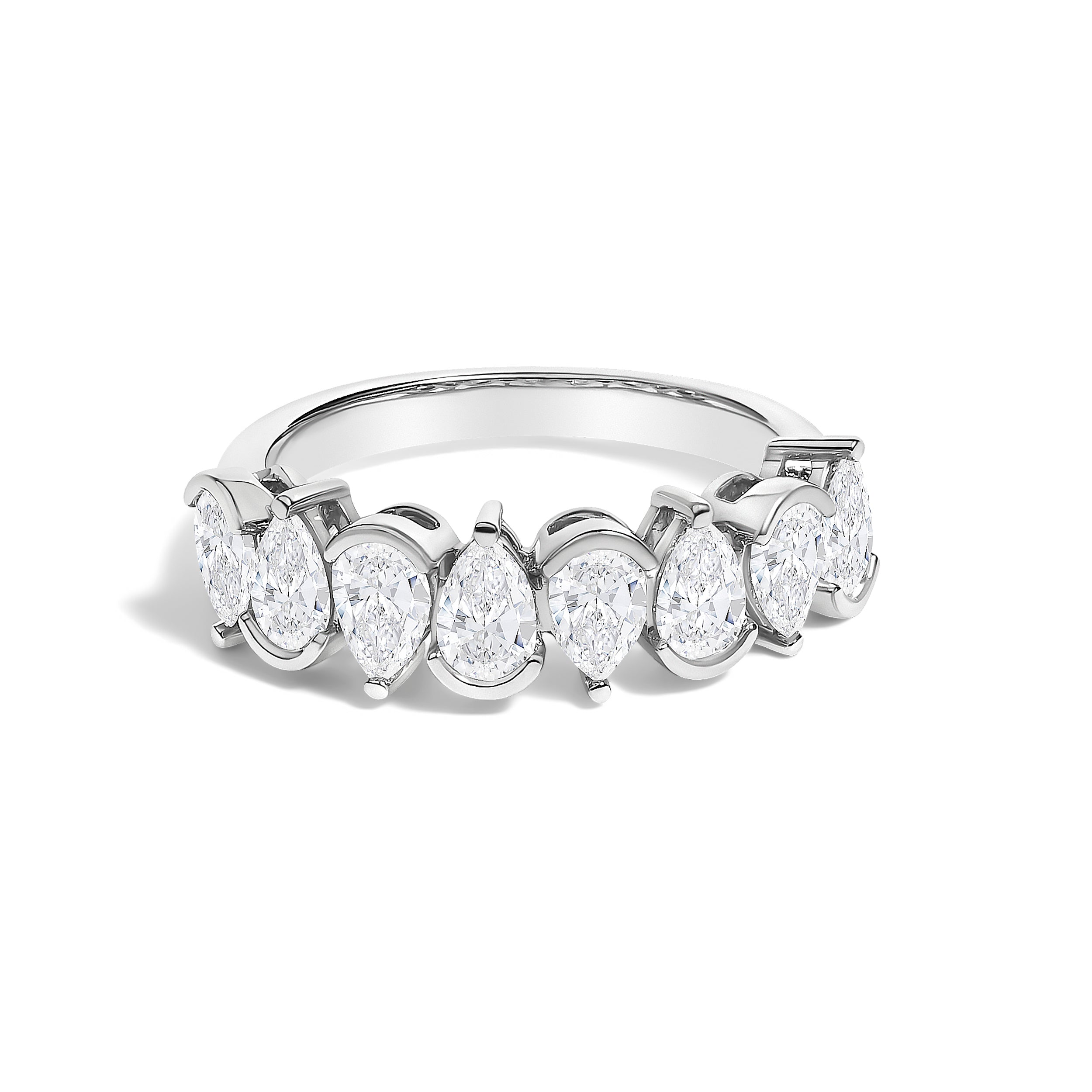 14K White Gold 1 2/3 Cttw Lab Grown Pear Diamond Band Ring Bezel Setting