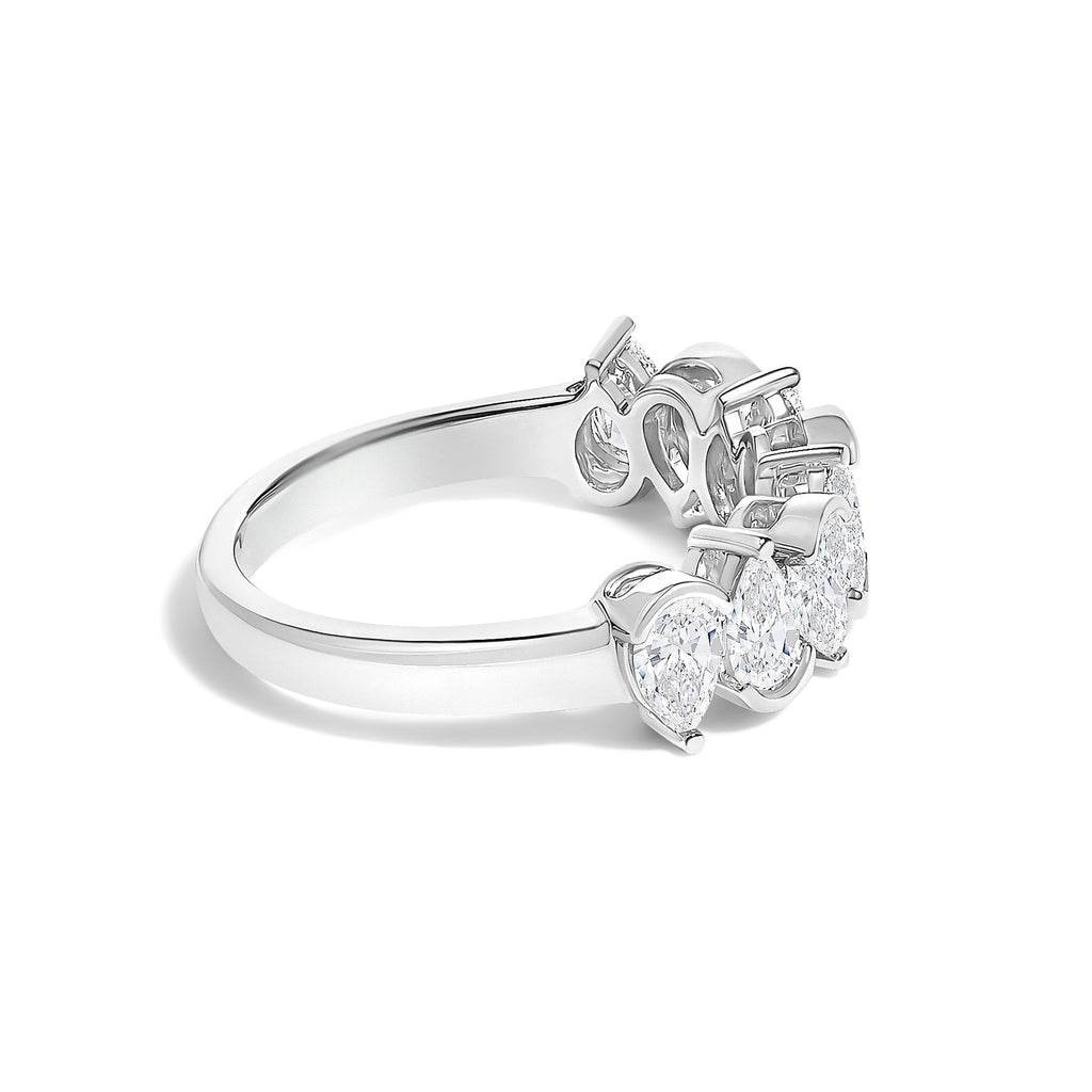 14K White Gold 1 2/3 Cttw Lab Grown Pear Diamond Band Ring Bezel Setting