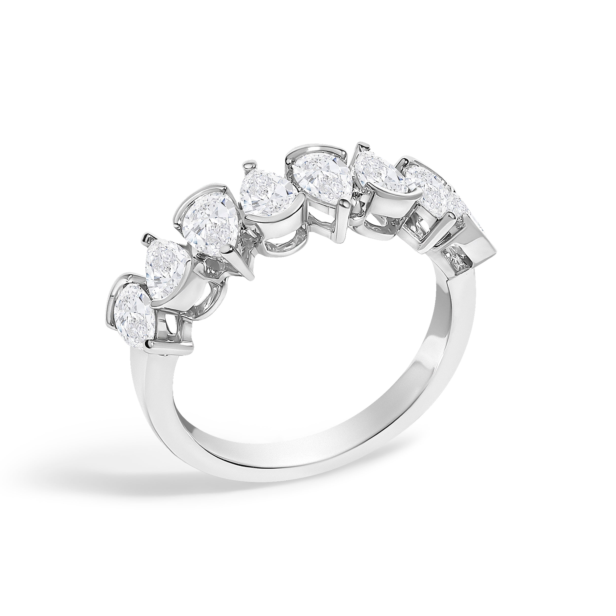 14K White Gold 1 2/3 Cttw Lab Grown Pear Diamond Band Ring Bezel Setting