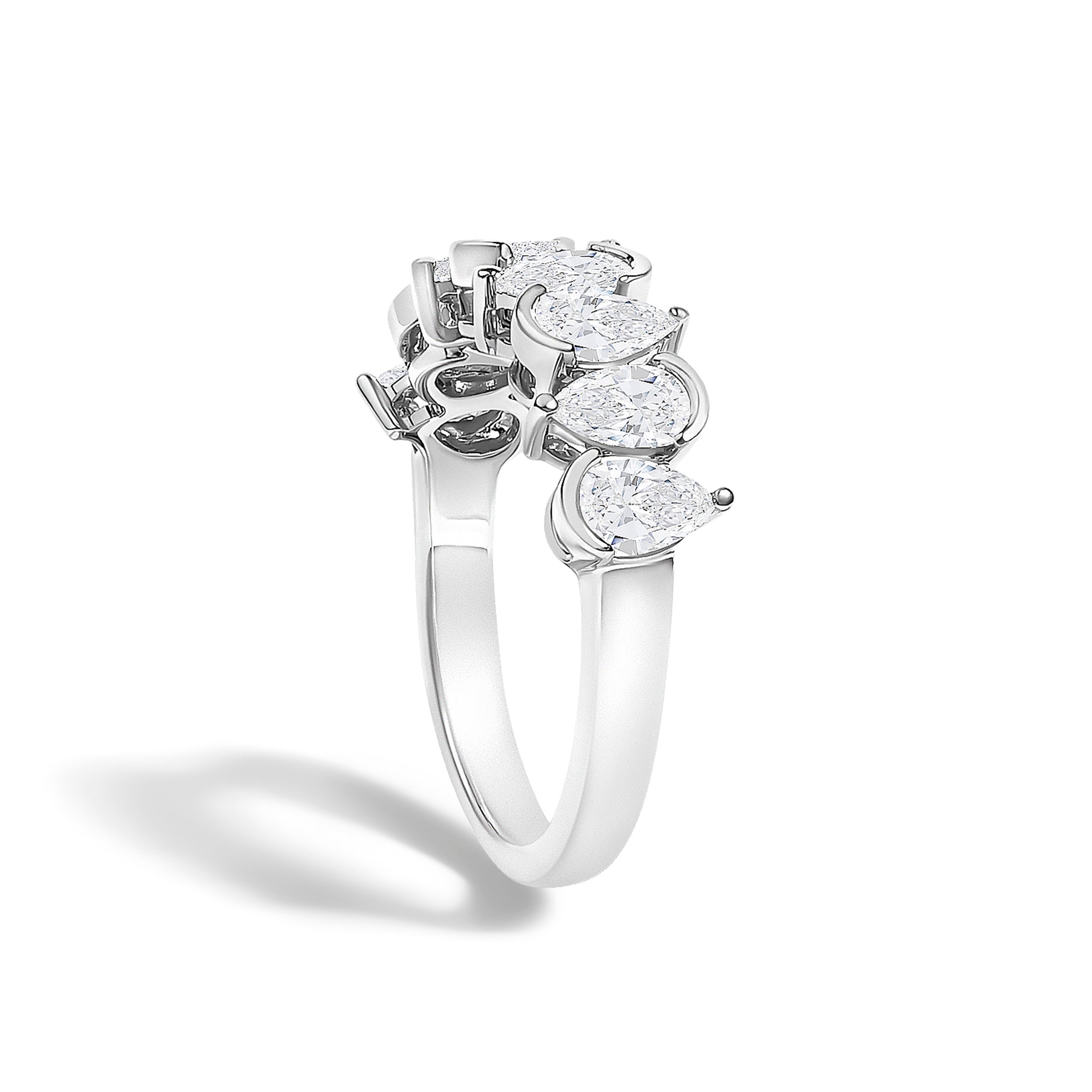14K White Gold 1 2/3 Cttw Lab Grown Pear Diamond Band Ring Bezel Setting