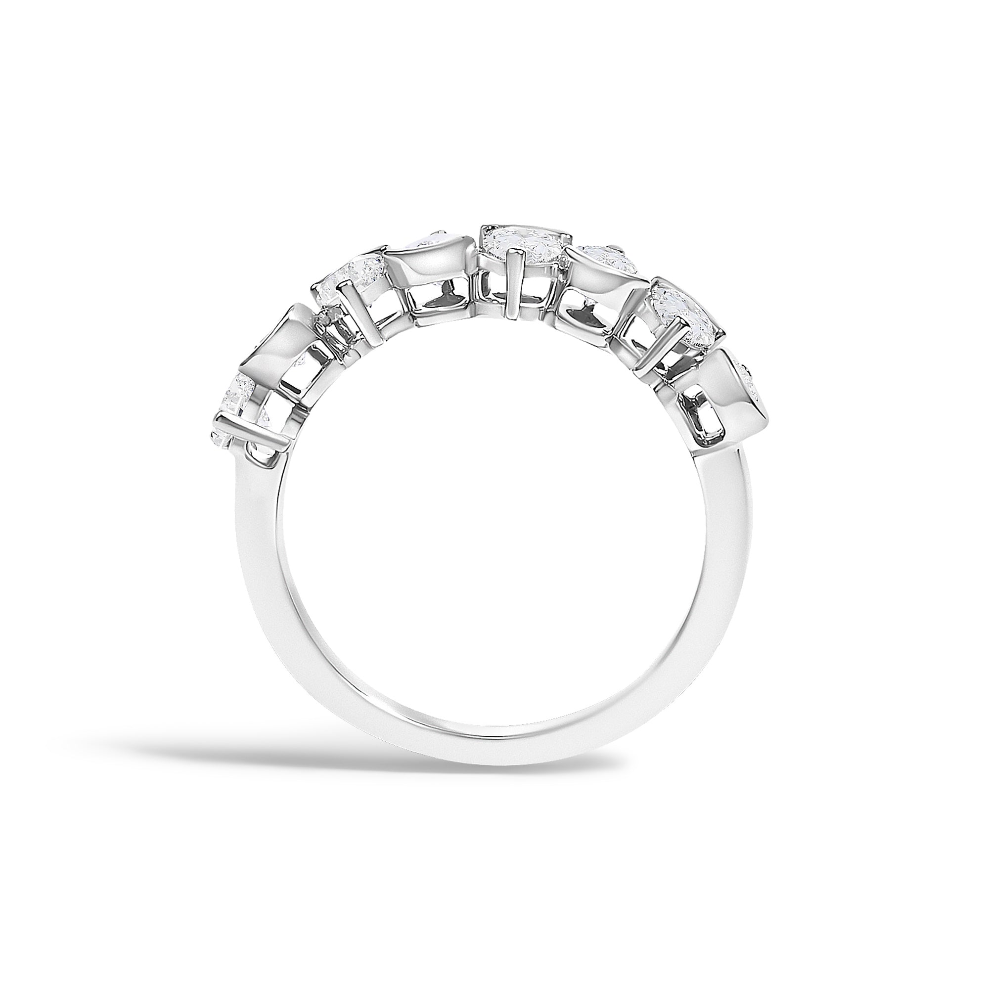 14K White Gold 1 2/3 Cttw Lab Grown Pear Diamond Band Ring Bezel Setting