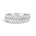 14K White Gold 7/8 Cttw Lab Grown Baguette Weave Design Band Ring