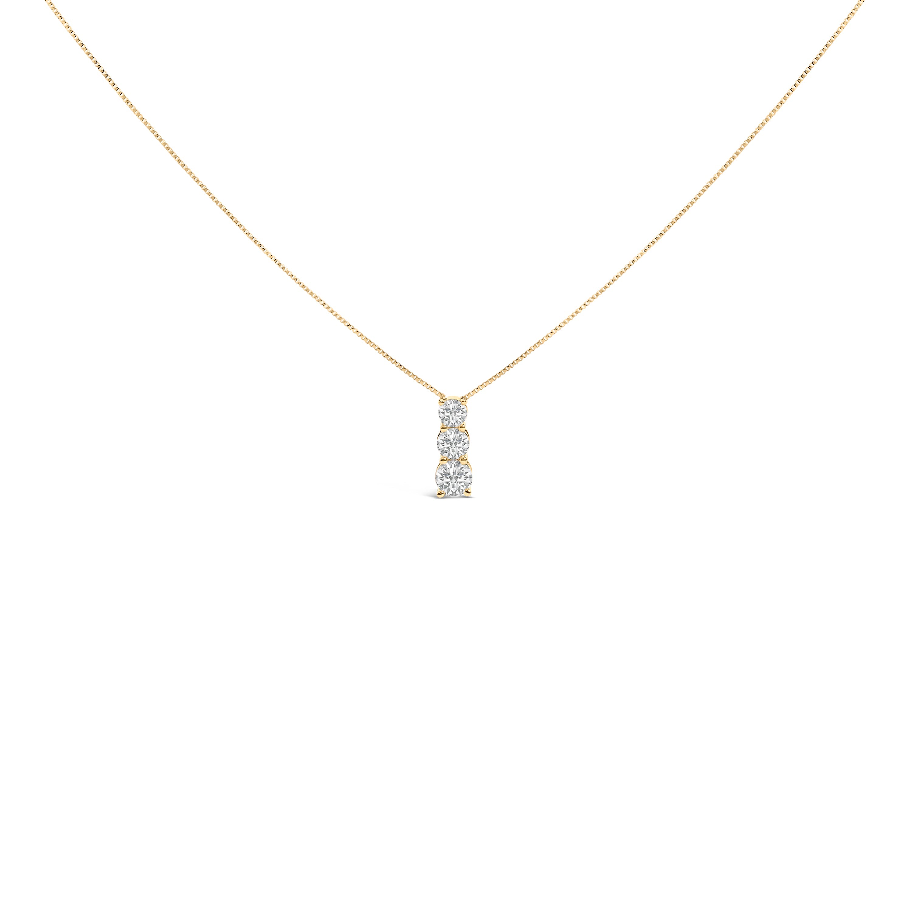 14K White Gold 1/2 Cttw Lab Grown Diamond Three Stone Pendant Necklace