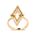 14K Yellow Gold 1/5 Carat Total Weight Diamond Double Triangle Ring (G-H Color, SI1-SI2 Clarity) - Size 7
