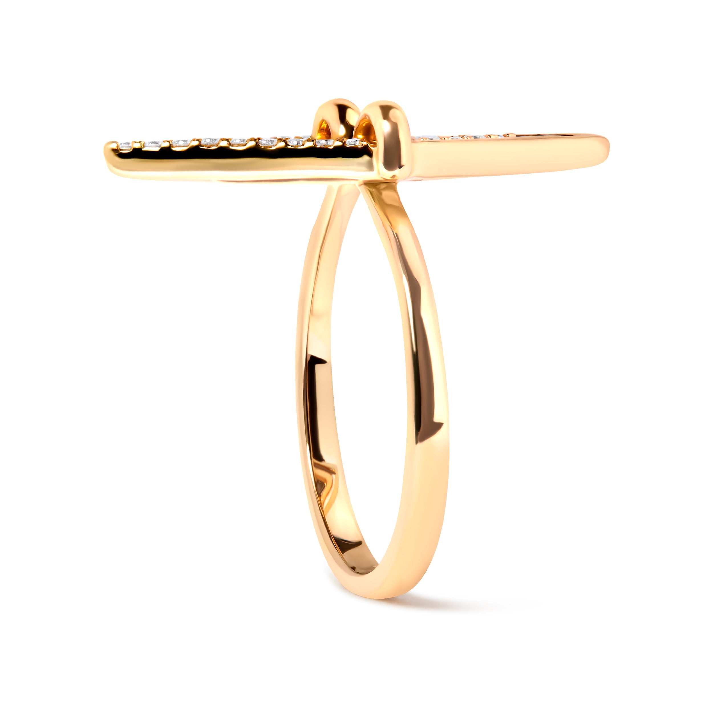 14K Yellow Gold 1/5 Carat Total Weight Diamond Double Triangle Ring (G-H Color, SI1-SI2 Clarity) - Size 7