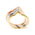 14K Gold 1/4 Carat Total Weight Diamond Geometrical Chevron V Stackable Band Ring Set (G-H Color, SI1-SI2 Clarity) - Size 7