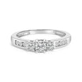 10K White Gold 1/2 Carat Total Weight Diamond Three Stone Ring