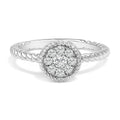 Sterling Silver 1/4 Carat Total Weight Diamond Floral Round Braided Ring