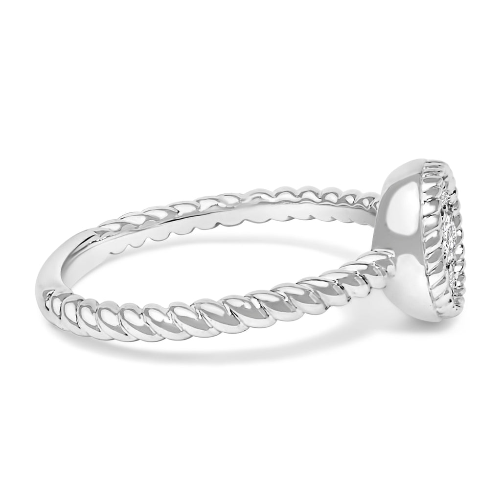 Sterling Silver 1/4 Carat Total Weight Diamond Floral Round Braided Ring