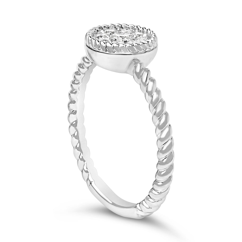 Sterling Silver 1/4 Carat Total Weight Diamond Floral Round Braided Ring