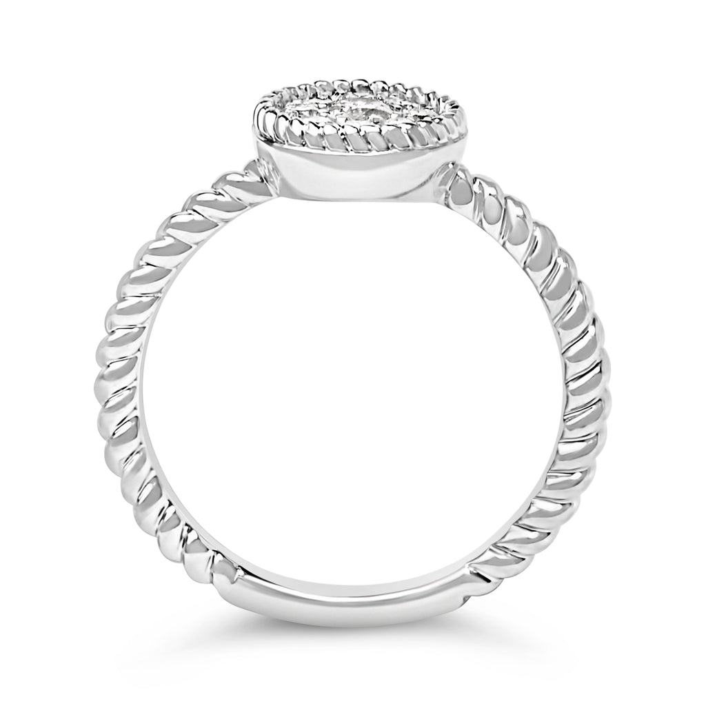 Sterling Silver 1/4 Carat Total Weight Diamond Floral Round Braided Ring