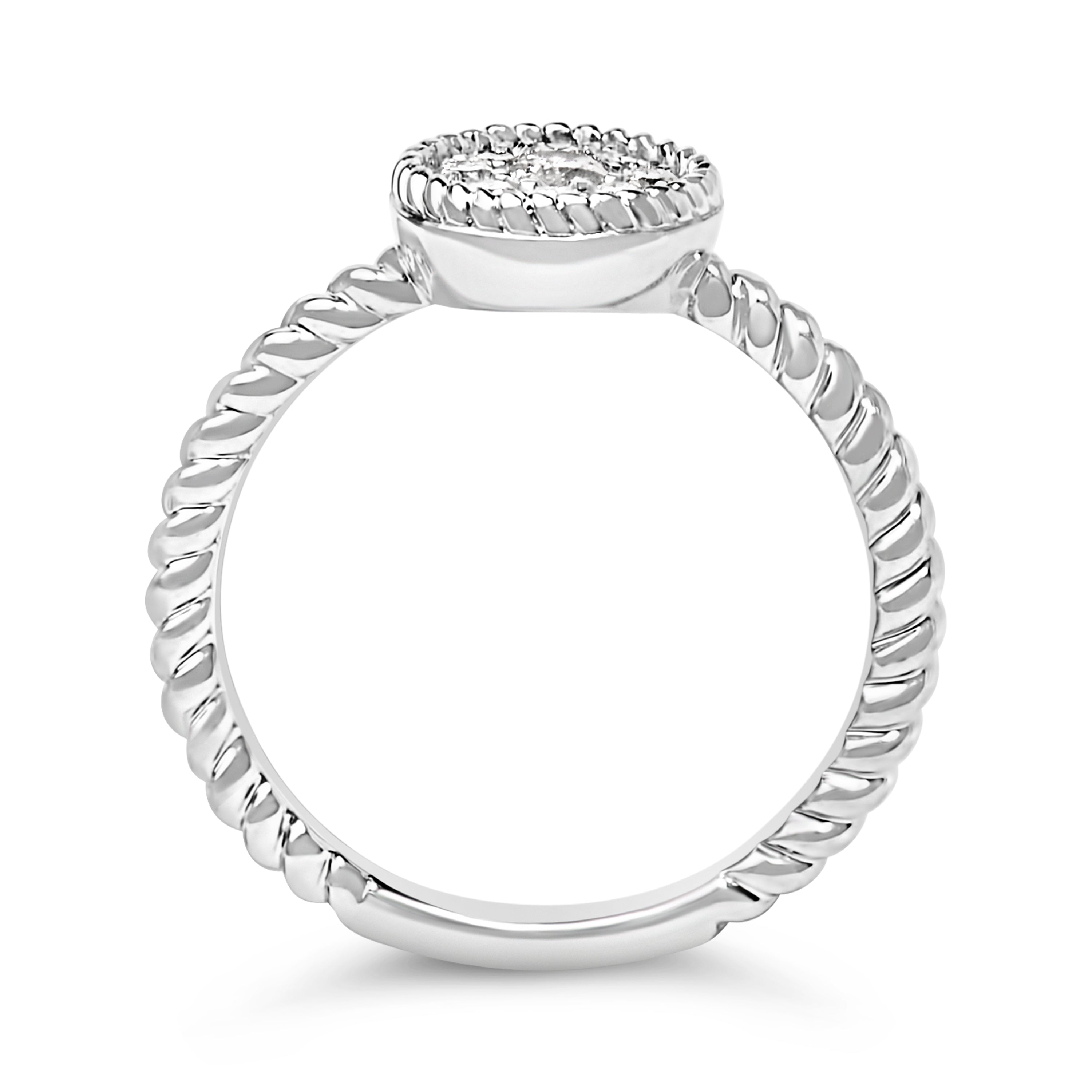 Sterling Silver 1/4 Carat Total Weight Diamond Floral Round Braided Ring