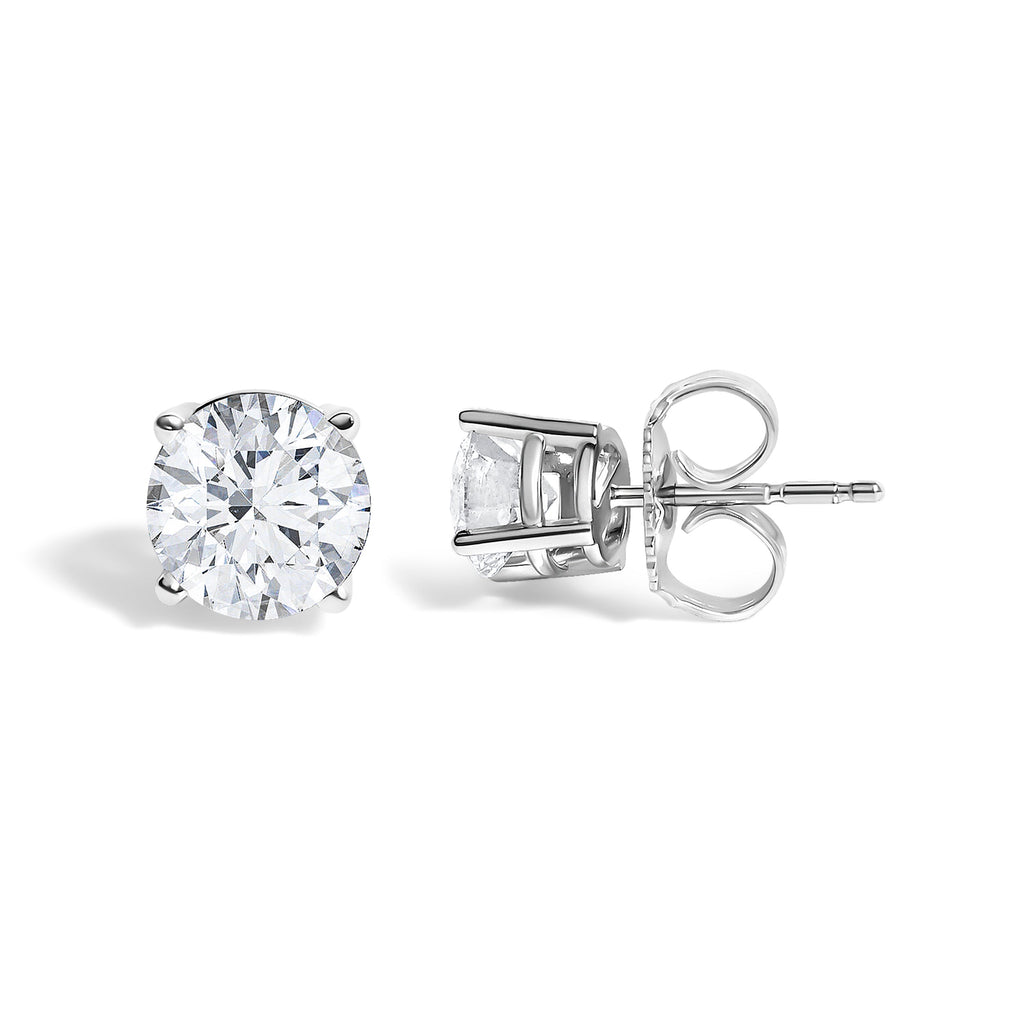 14K White Gold 1 1/10 Cttw Round Diamond Solitaire Stud Earrings