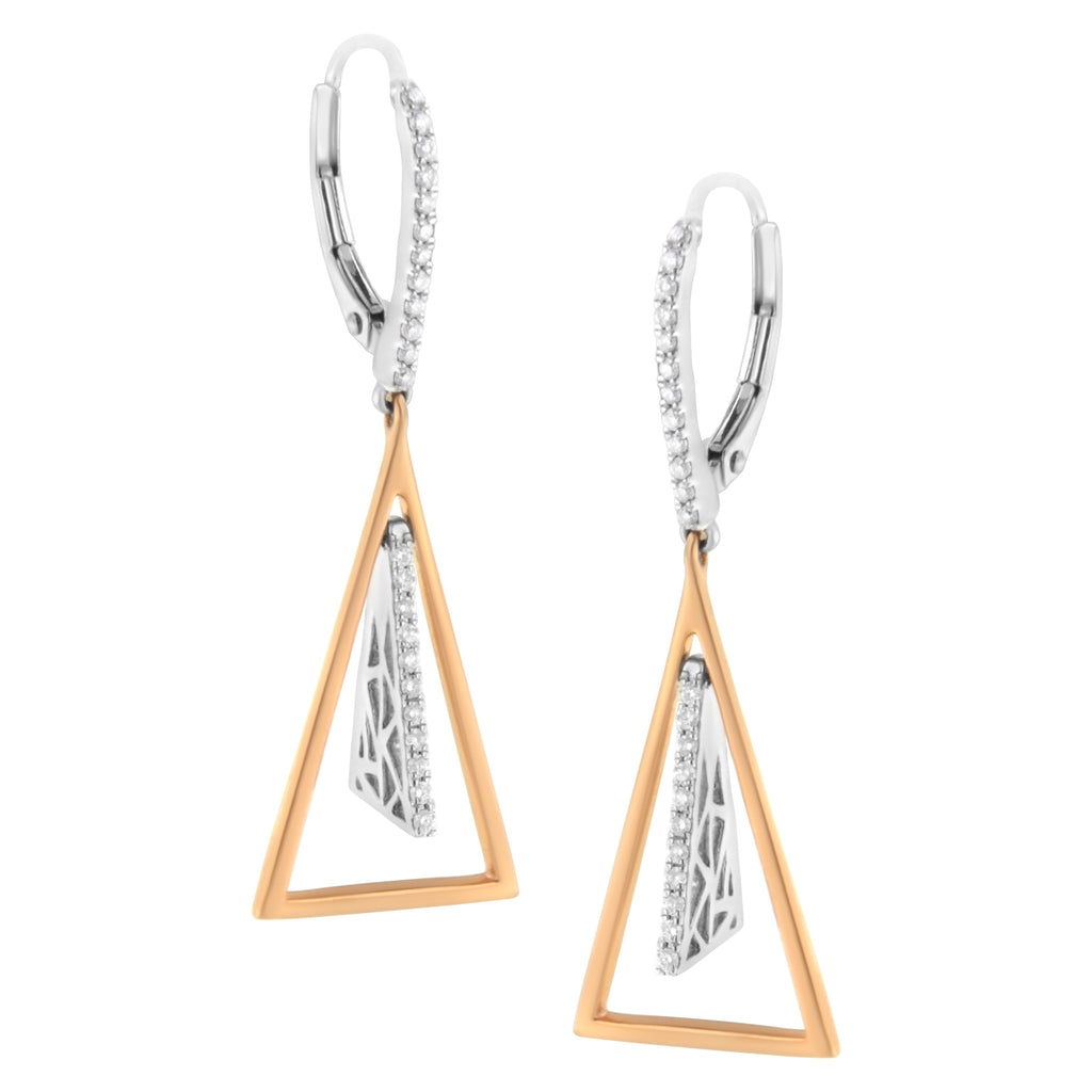 14K Rose and White Gold 3/8 Carat Total Weight Diamond Windchime Drop and Dangle Earrings (G-H Color, SI1-SI2 Clarity)