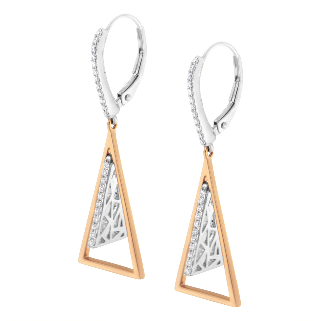 14K Rose and White Gold 3/8 Carat Total Weight Diamond Windchime Drop and Dangle Earrings (G-H Color, SI1-SI2 Clarity)
