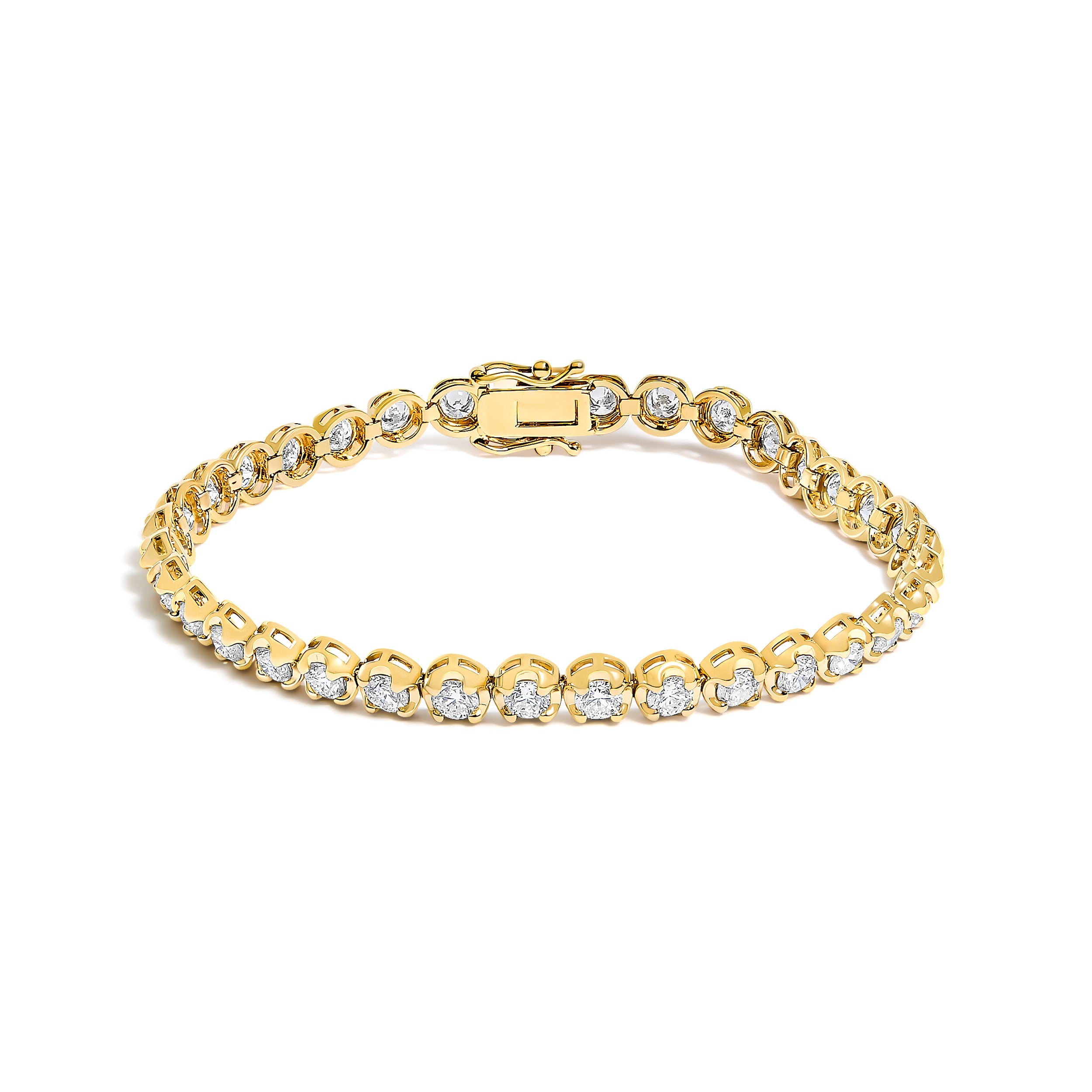 14K Yellow Gold 5.0 Cttw Diamond Scalloped Link Tennis Bracelet