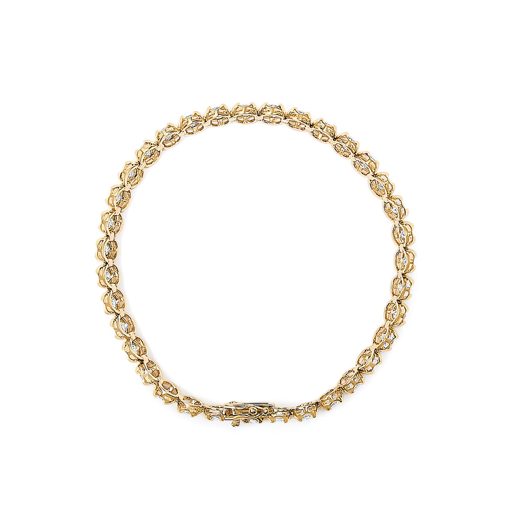 14K Yellow Gold 5.0 Cttw Diamond Scalloped Link Tennis Bracelet