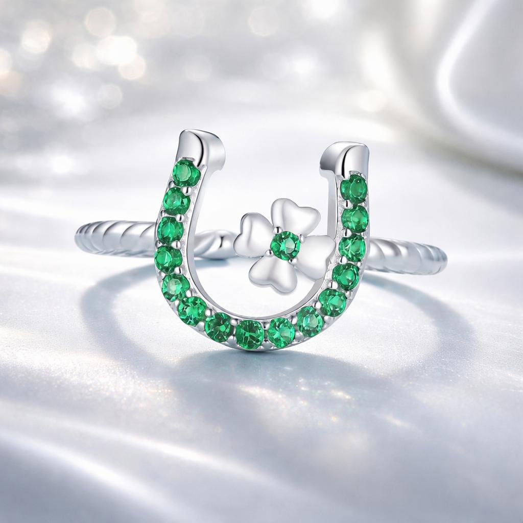 925 Sterling Silver Platinum Plated CZ Ring for Women