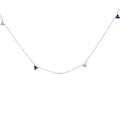 14K White Gold 1/5 Cttw Diamond and Sapphire Trio Cluster Station Necklace